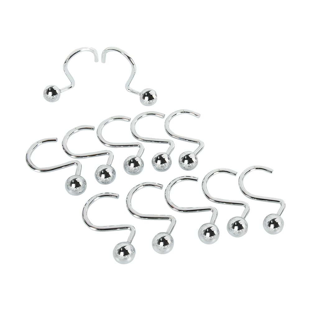 Crochets pour rideaude douche chrome Pqt/12