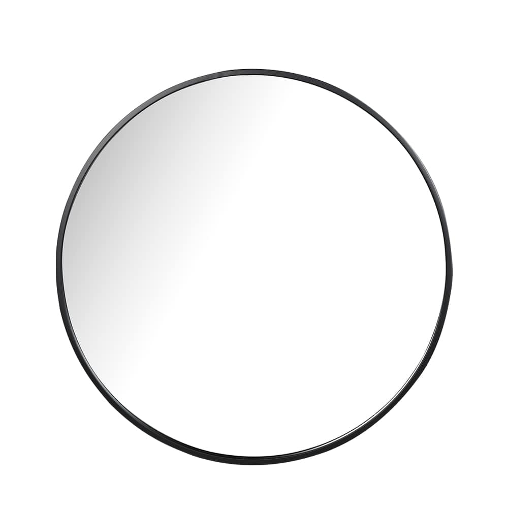 TASSILI Round Mirror with Matte Black Metal Frame 23 5/8 in.