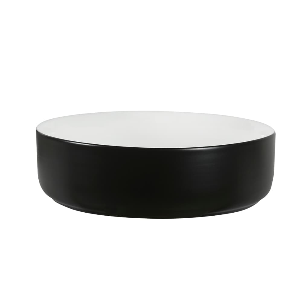 TASSILI SUPRA Isabella Round Porcelain Wash Basin White and Black 15 15/16 in.