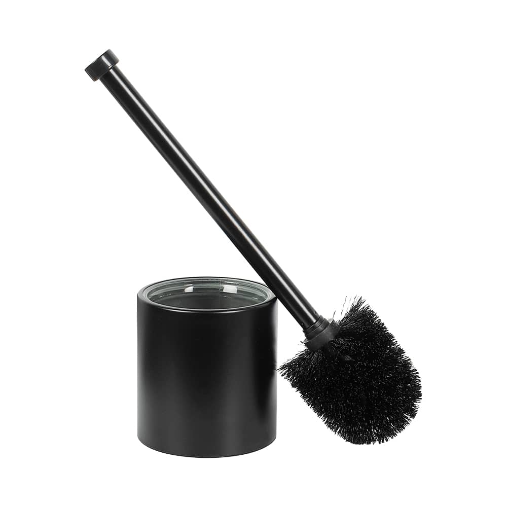 Brosse à toilette avec support en acier inoxydable noir