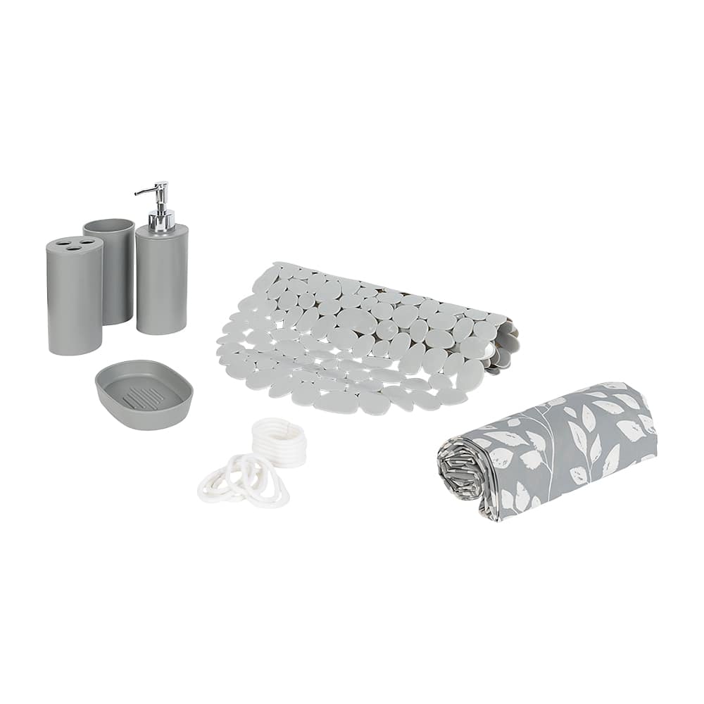 Ensemble de 7 accessoires de salle de bains gris TASSILI