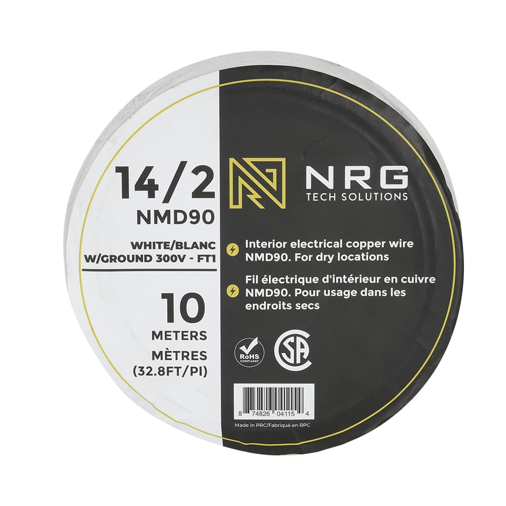 Interior Electrical Wire NMD-90, 14/2 White 10 m