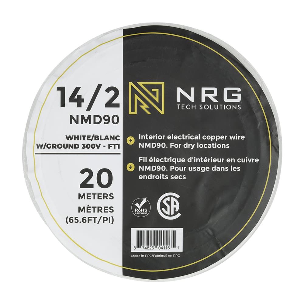 Interior Electrical Wire NMD-90, 14/2 White 20 m