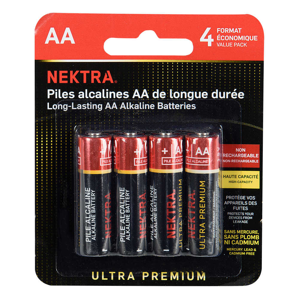 Piles Alcalines Ultra Premium AA Pqt/4 NEKTRA