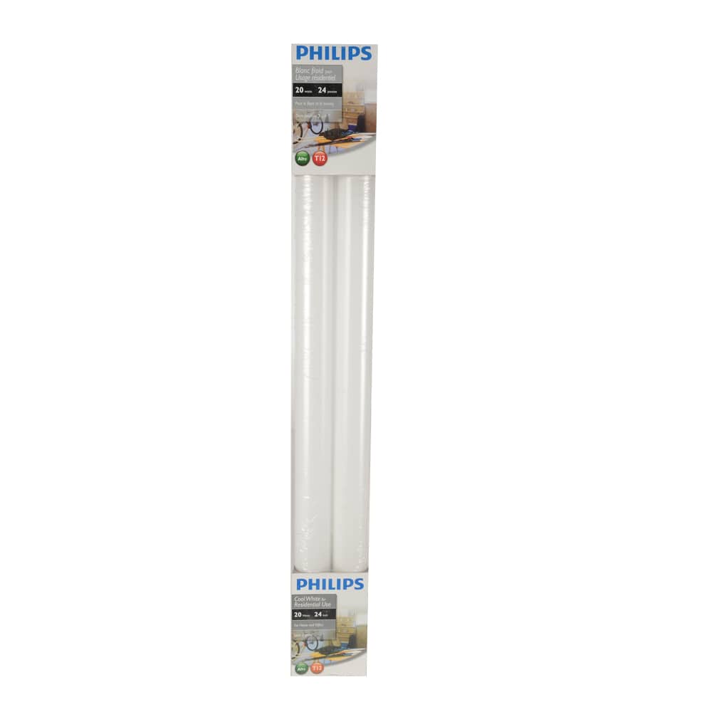 Tubes fluorescents T12, 20 W blanc froid 24 po Pqt/2