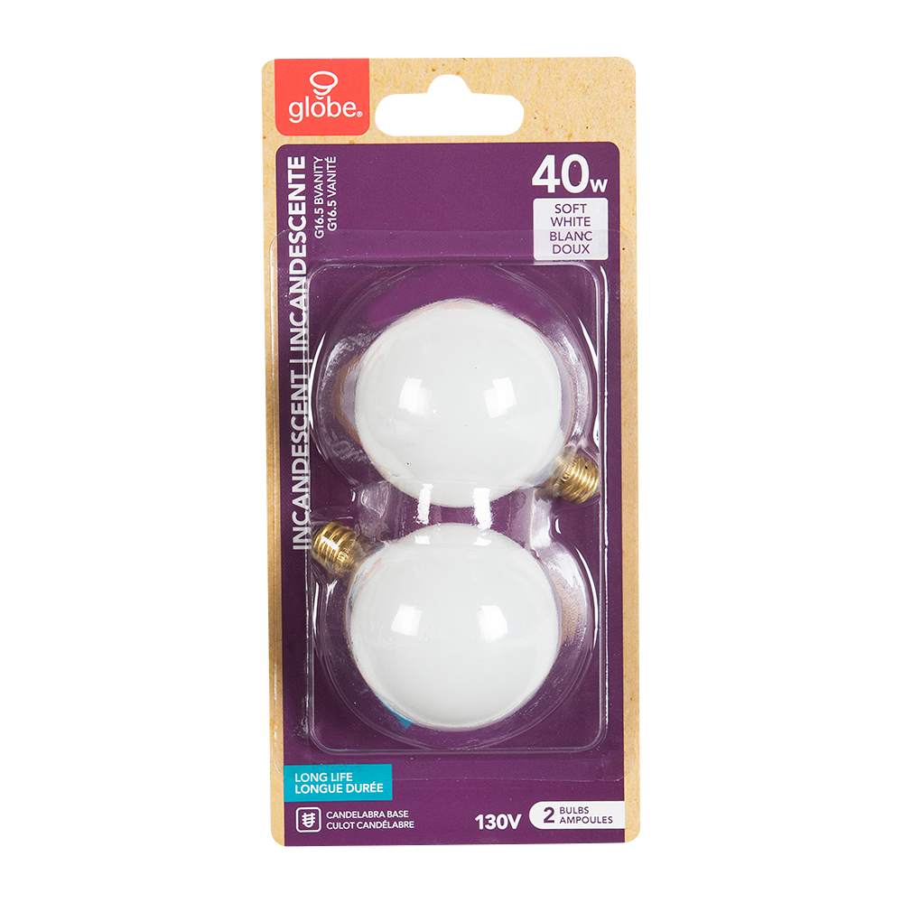 Ampoules incandescentes G16,5, 40 W Pqt/2