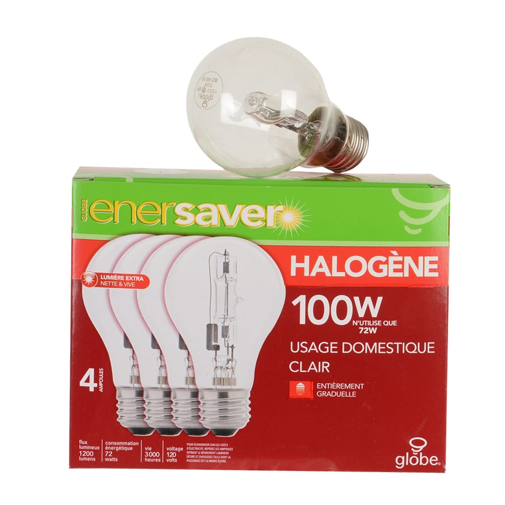 Ampoules halogènes A19, 72 W Pqt/4