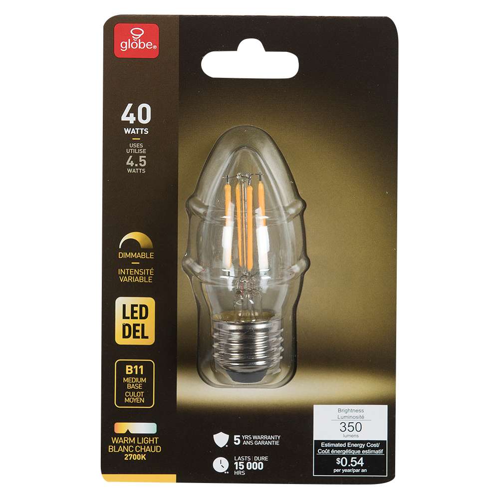 B11 Warm White LED Light Bulb 4.5 W