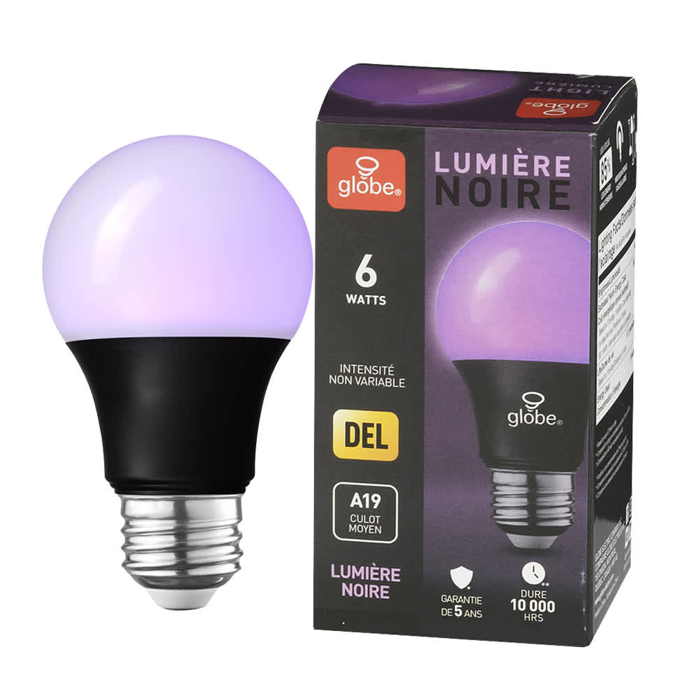 Ampoule DEL A19, 6 W lumière noire UV