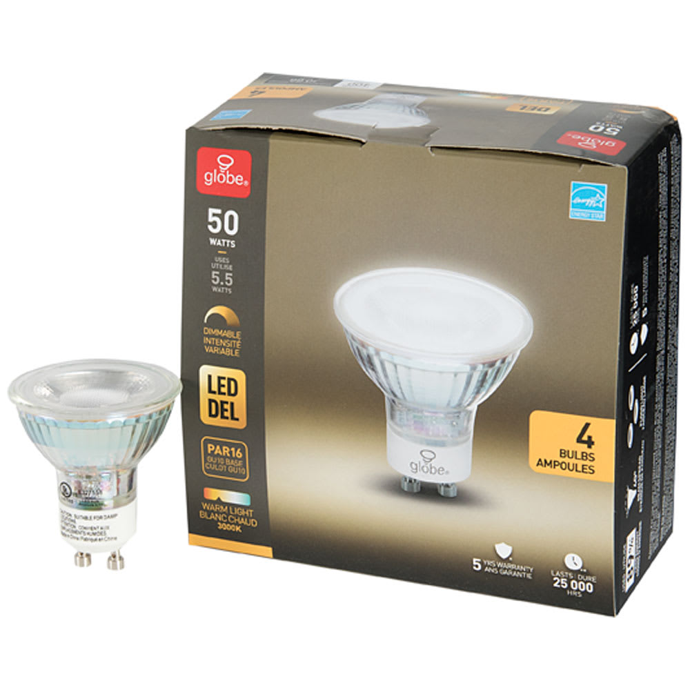 Ampoules-réflecteurs DEL GU10  5,5 W Pqt/4