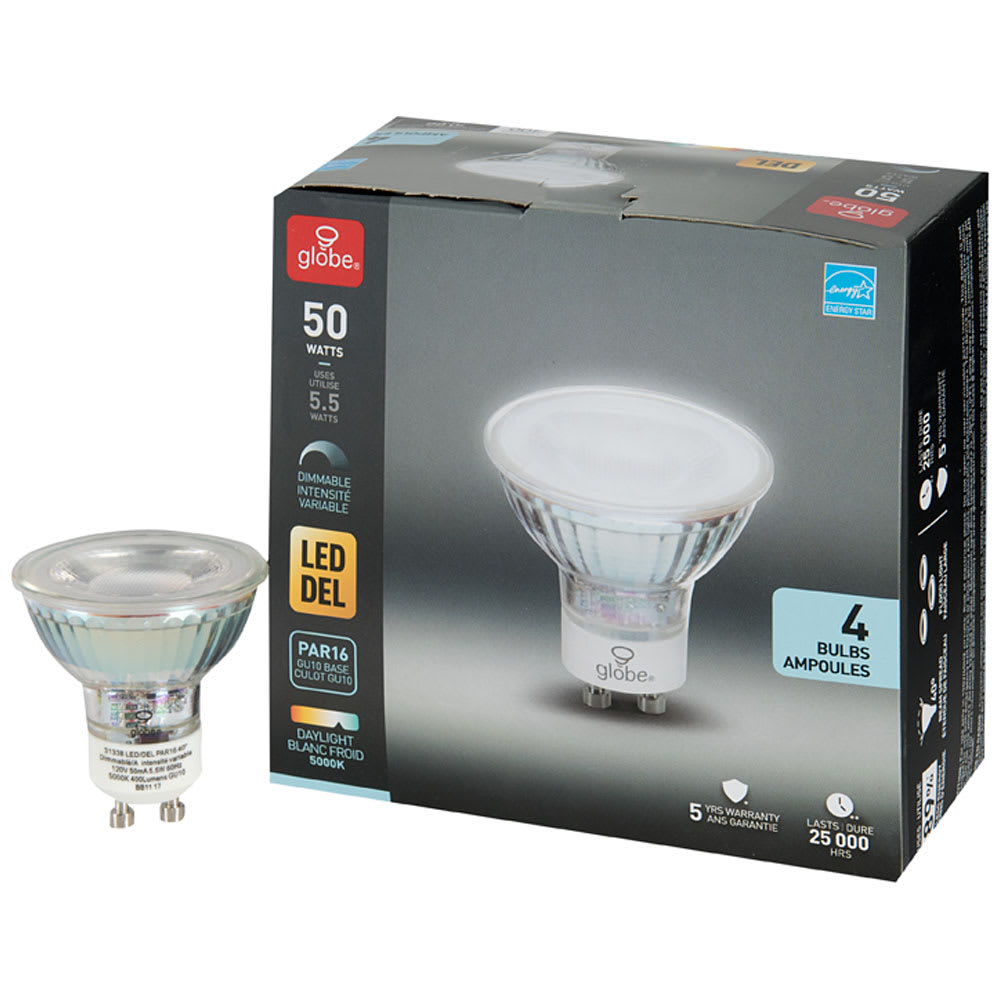 Ampoules-réflecteurs DEL GU10, 5,5 W Pqt/4