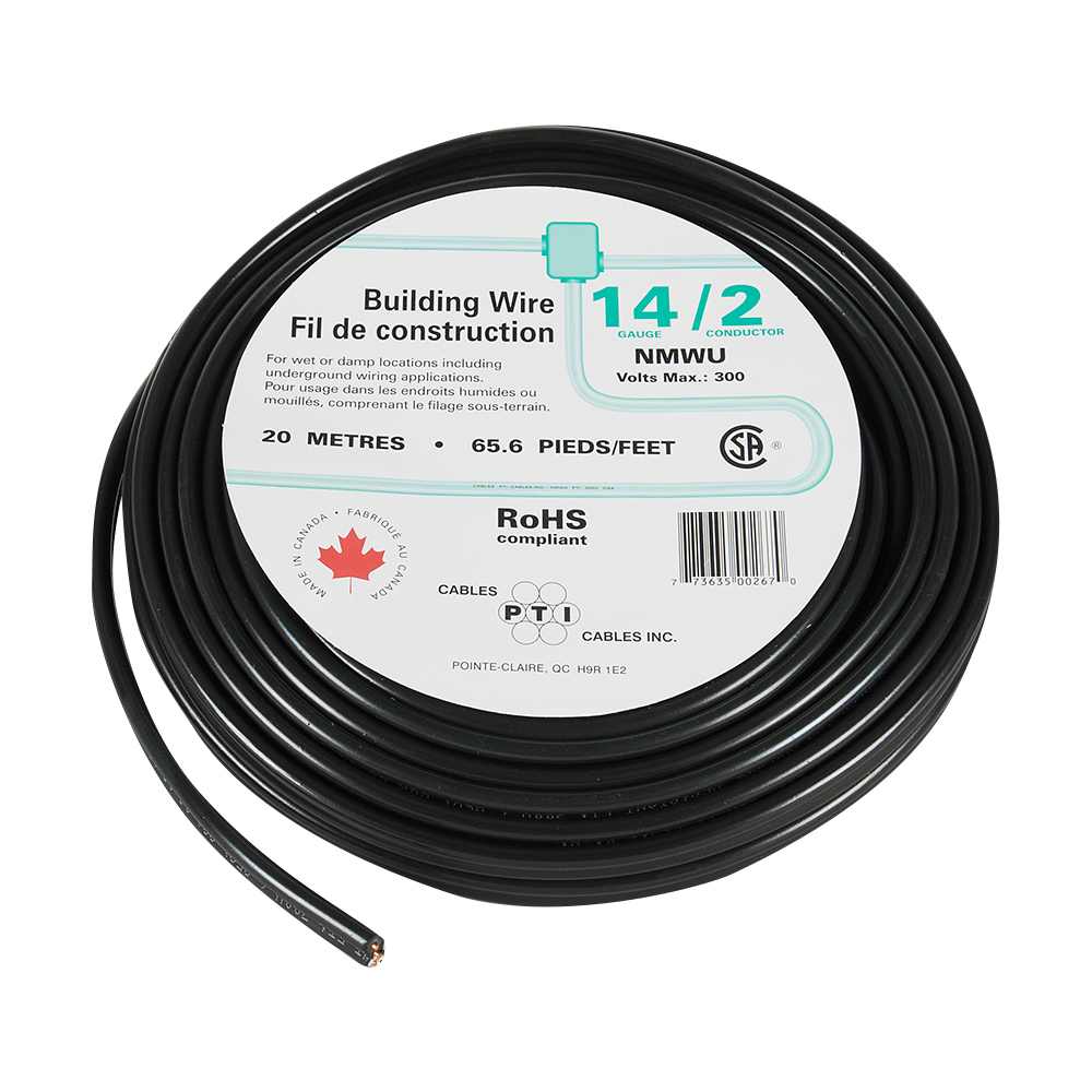 Fil électrique d'extérieur NMWU 14/2 noir 20 m