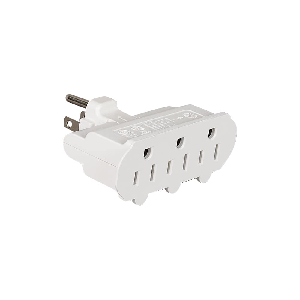 Multiprise murale pivotante blanche à 3 prises