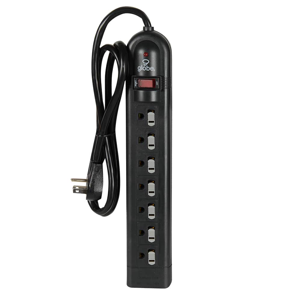 7-Outlet Power Bar Black 4 ft.