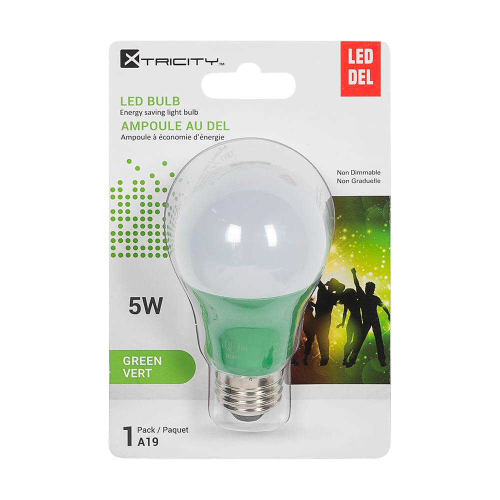 A19 LED Light Bulb Green 6 W