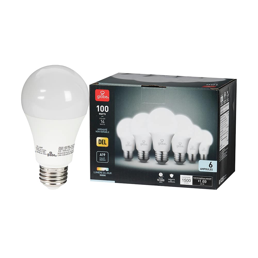 A19 LED Light Bulb Daylight 14 W Pkg/6