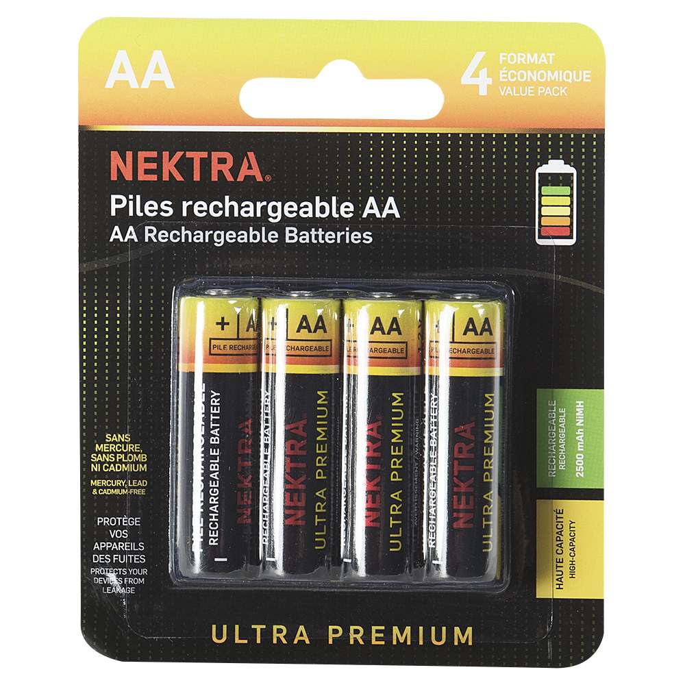 Piles rechargeables Ultra Premium AA Pqt/4 NEKTRA