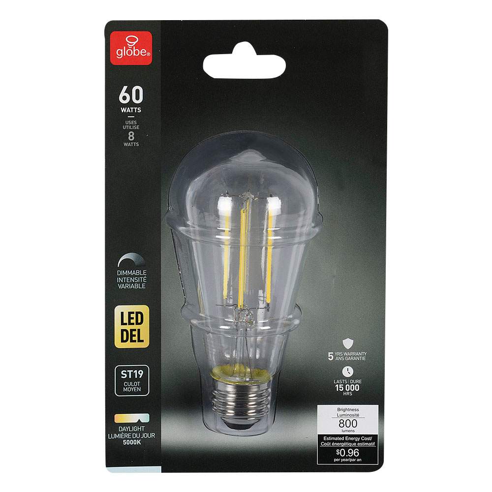 Ampoule DEL ST19 lumière du jour 8 W