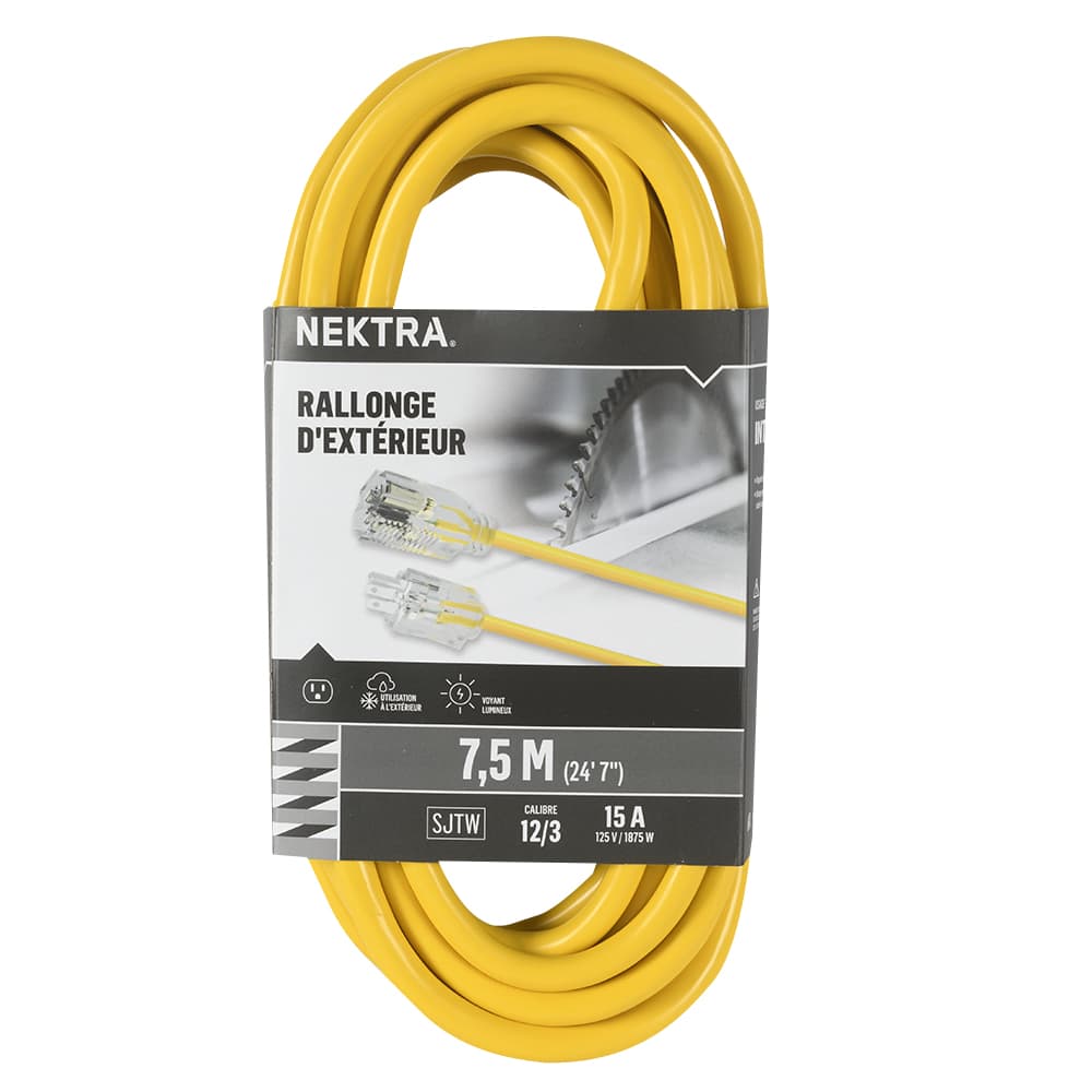 Rallonge électrique d'extérieur 7,5 m NEKTRA