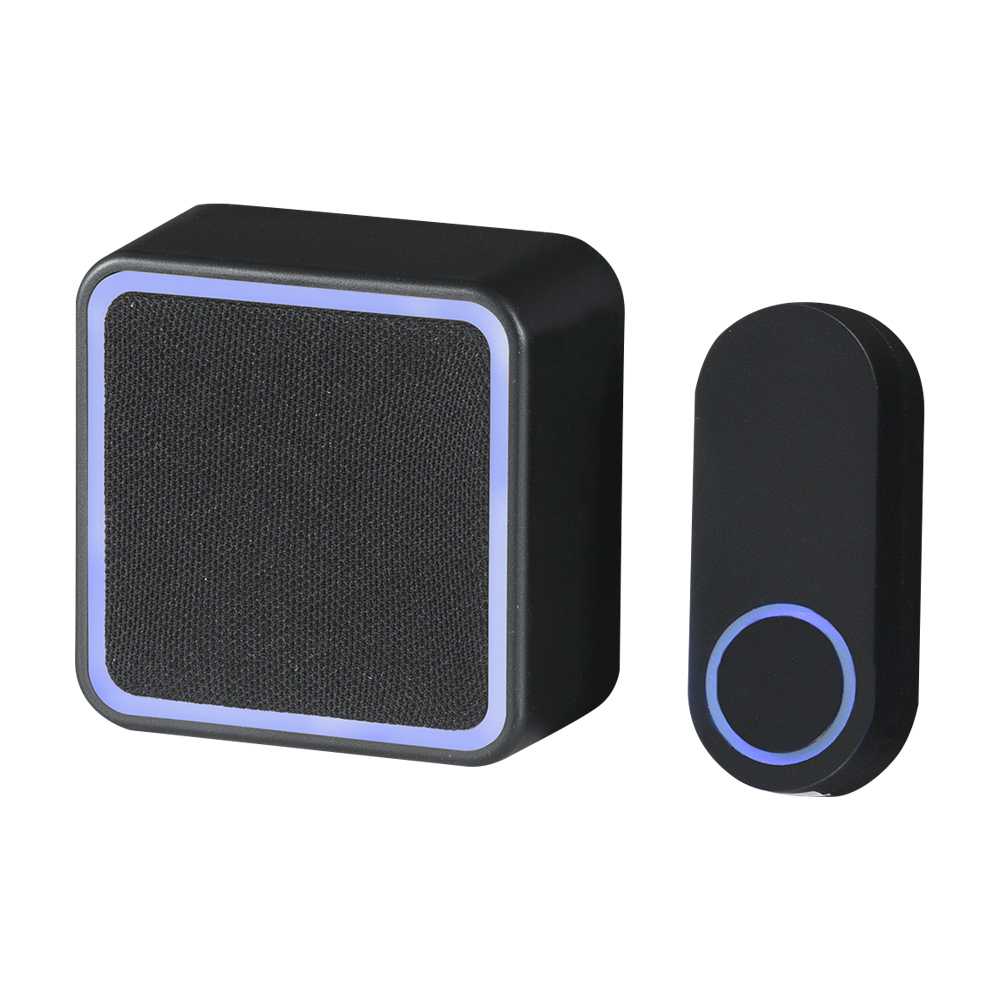 Carillon et bouton de sonnette sans fil noir