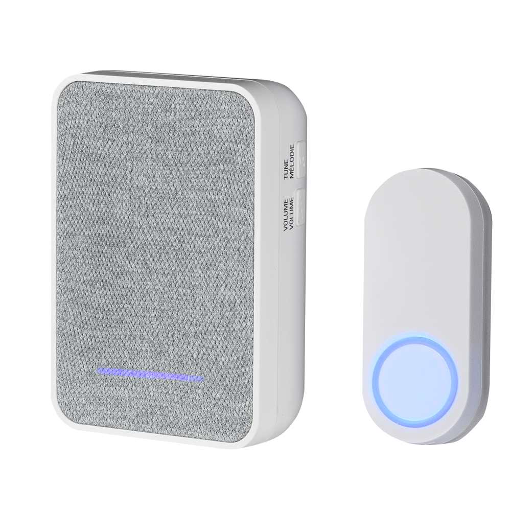 Carillon à et bouton de sonnette sans fil blanc