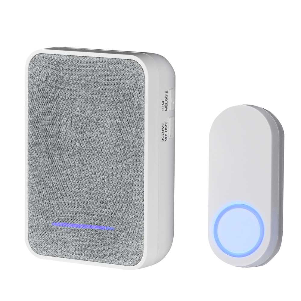 Carillon et bouton de sonnette sans fil branchable blanc