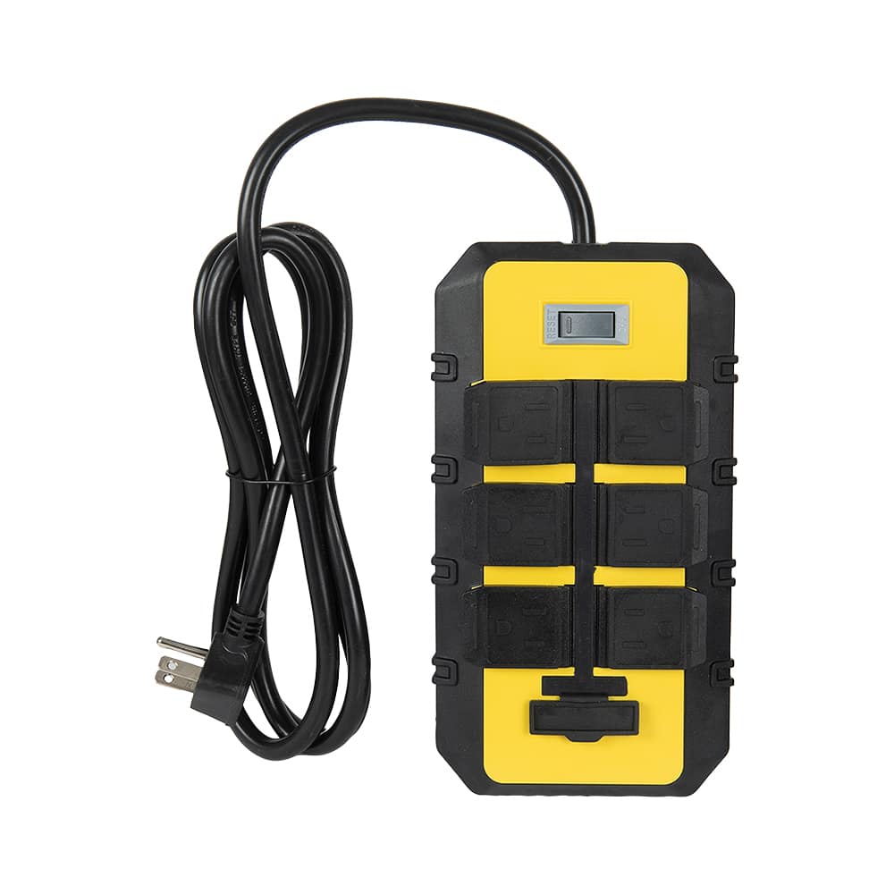 6-Outlet and 2-USB Ports Power Bar Yellow 6 ft.