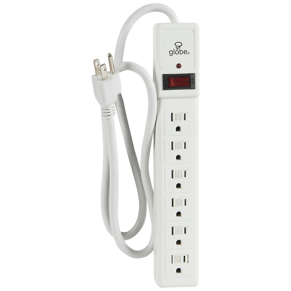 6-Outlet Power Bar White 3 ft.