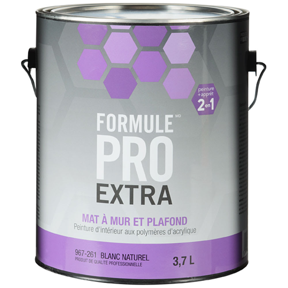 Formule Pro Extra Flat Interior Latex Paint Natural White & Colours 3.7 L