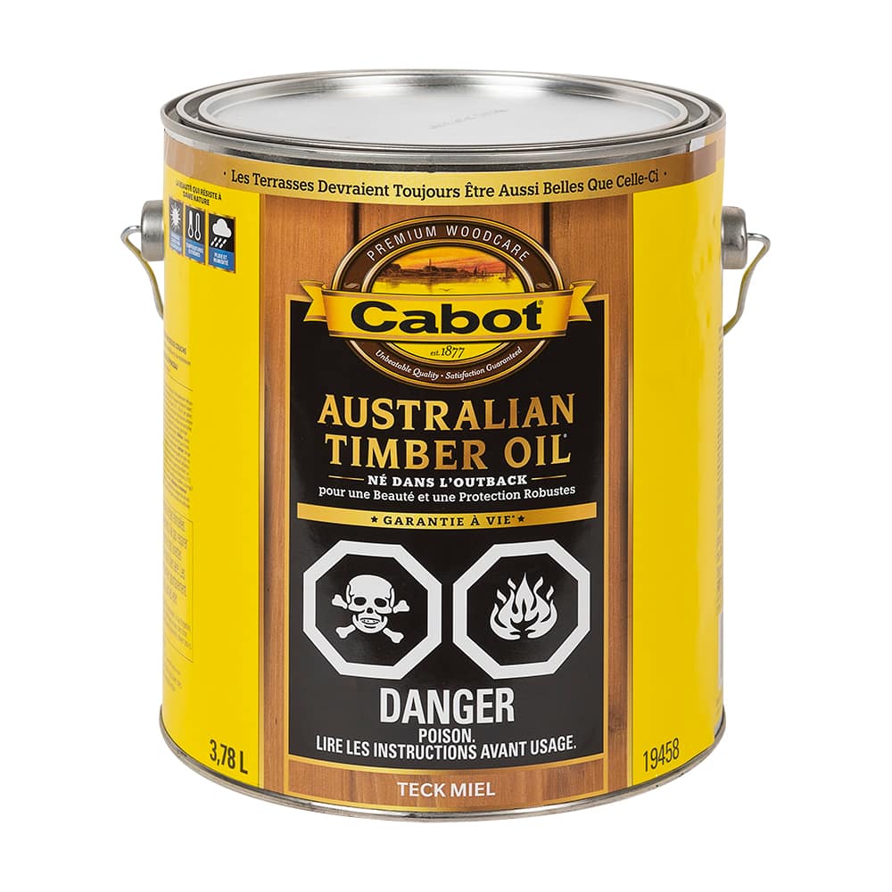 Fini pour le bois Australian Timber Oil teck miel 3,78 L