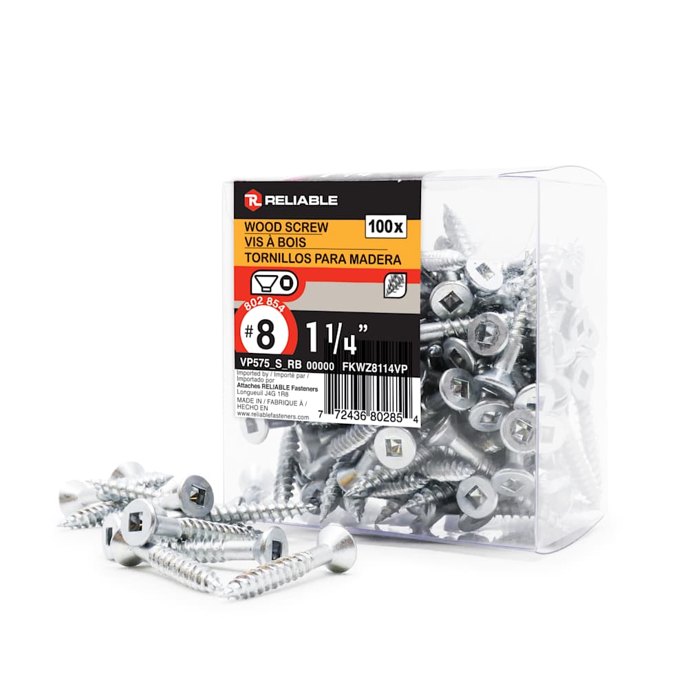 Flat Head Wood Screws 1 1/4 in. n° 8 (100-Pack)