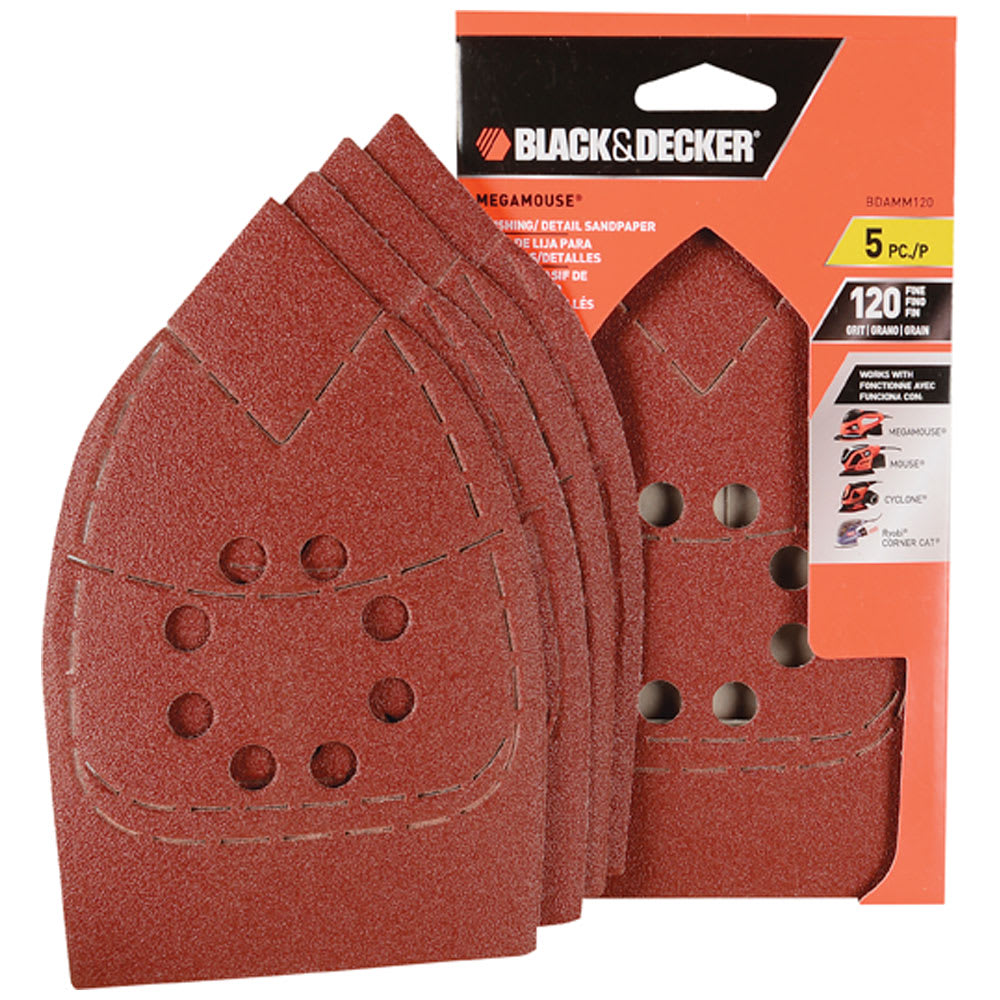 Assortiment de papiers sablés grain 120 MegaMouse Pqt/5