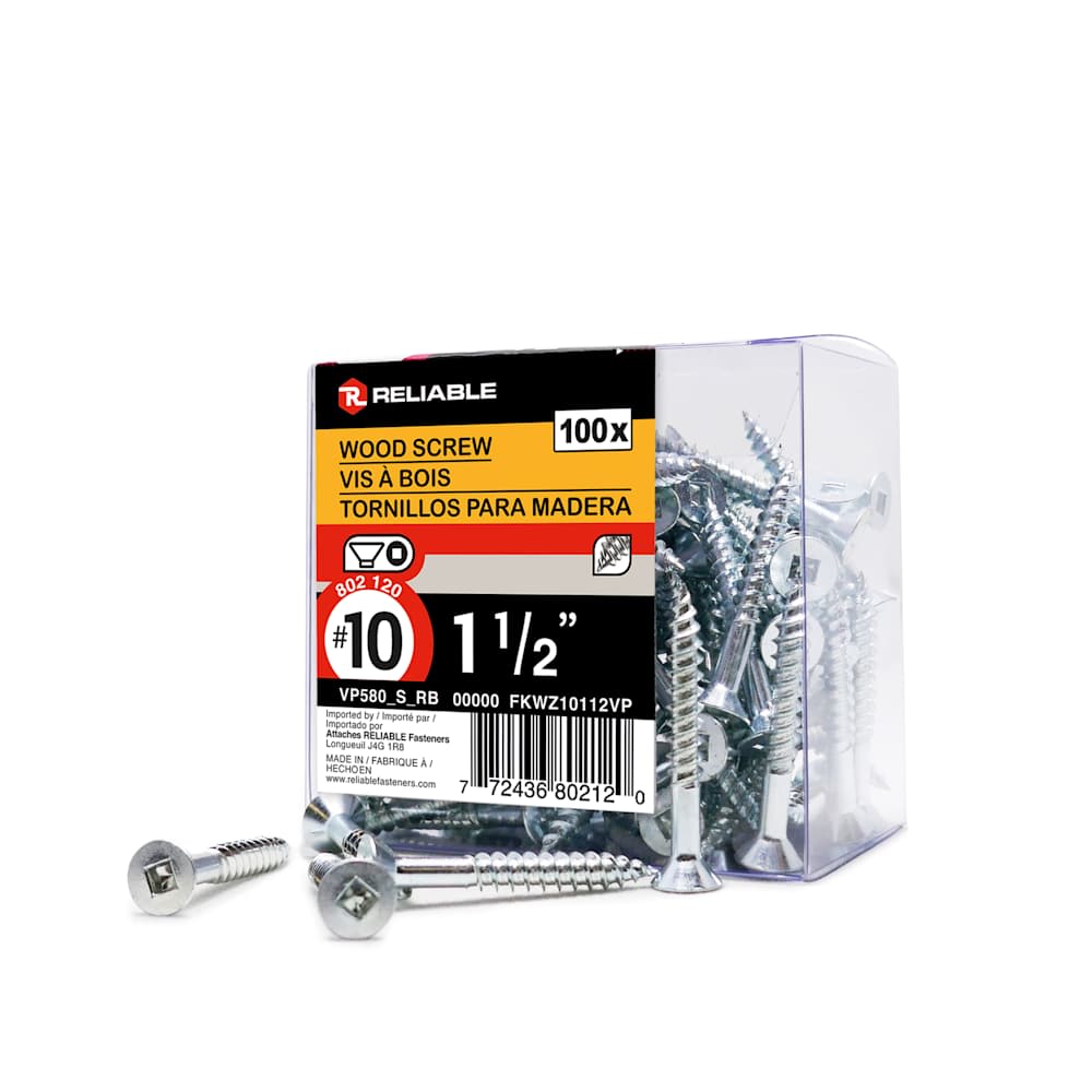 Vis à bois 1 1/2 po n° 10 T.P. Pqt/100