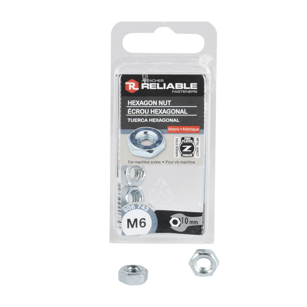 Écrous hexagonaux à machinerie  M6 Pqt/6