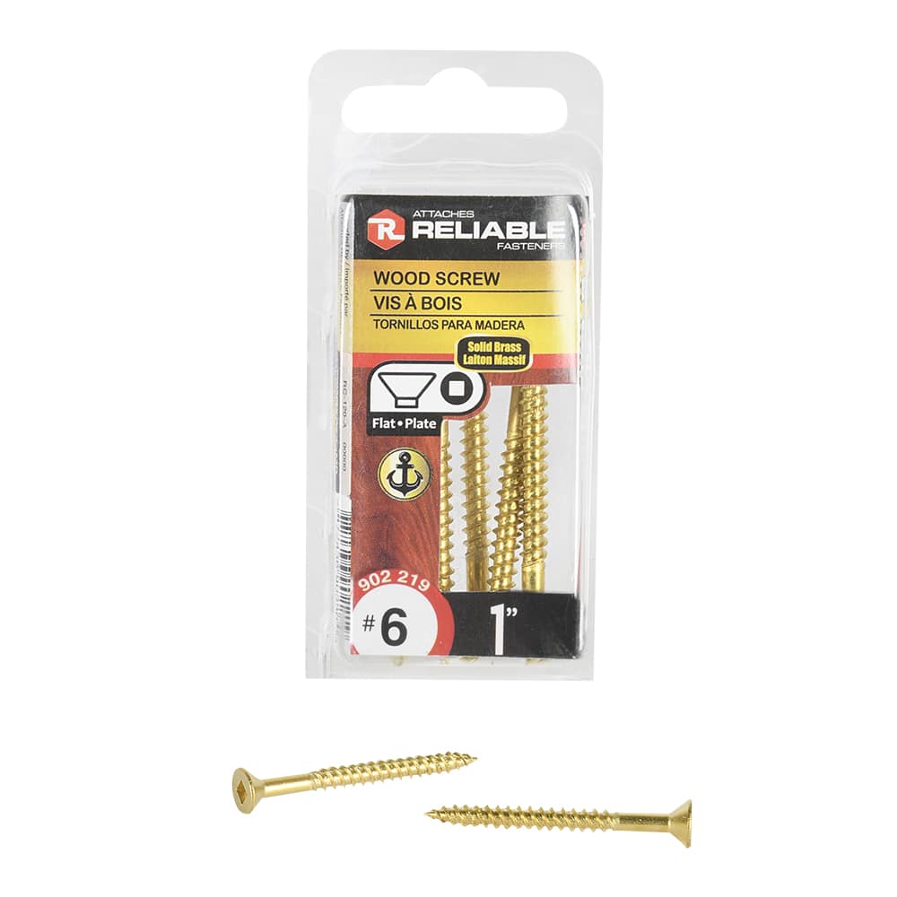 Brass Flat Head Wood Screws 1 in. n° 6 Pkg/8