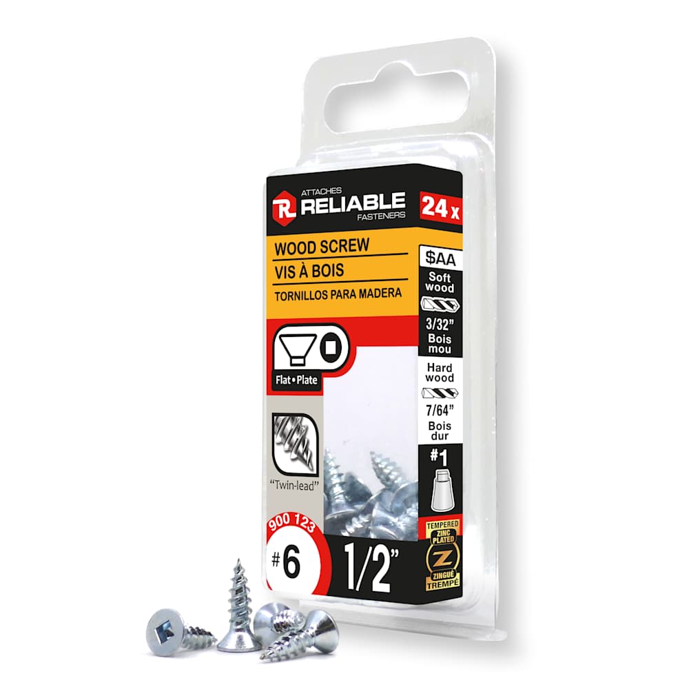 Flat Head Wood Screws 1/2 in. n° 6 Pkg/24