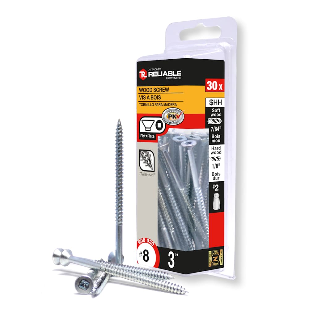 Vis à bois 3 po n° 8 T.P. Pqt/30