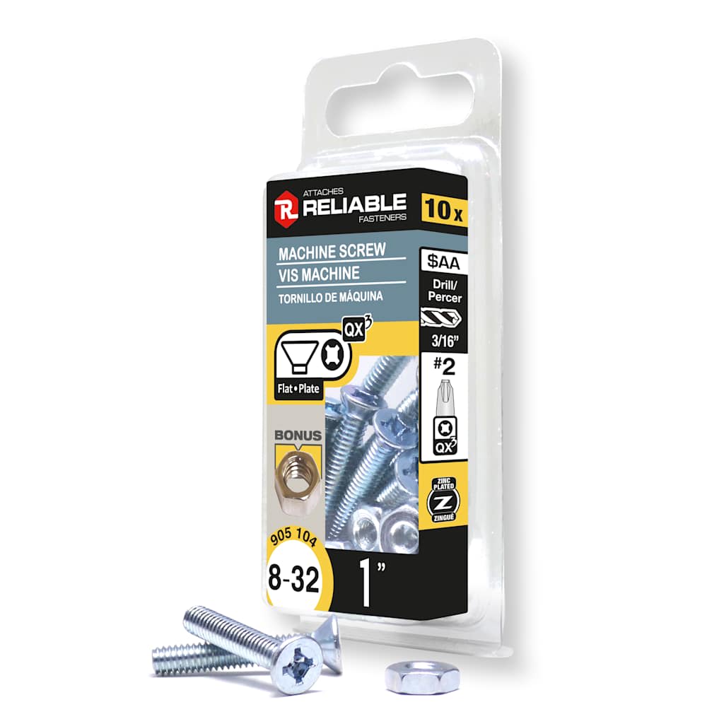 Boulons mécaniques T.P. 8-32 x 1 po Pqt/10