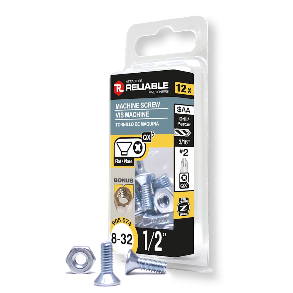 Boulons mécaniques T.P. 8-32 x 1/2 po Pqt/12