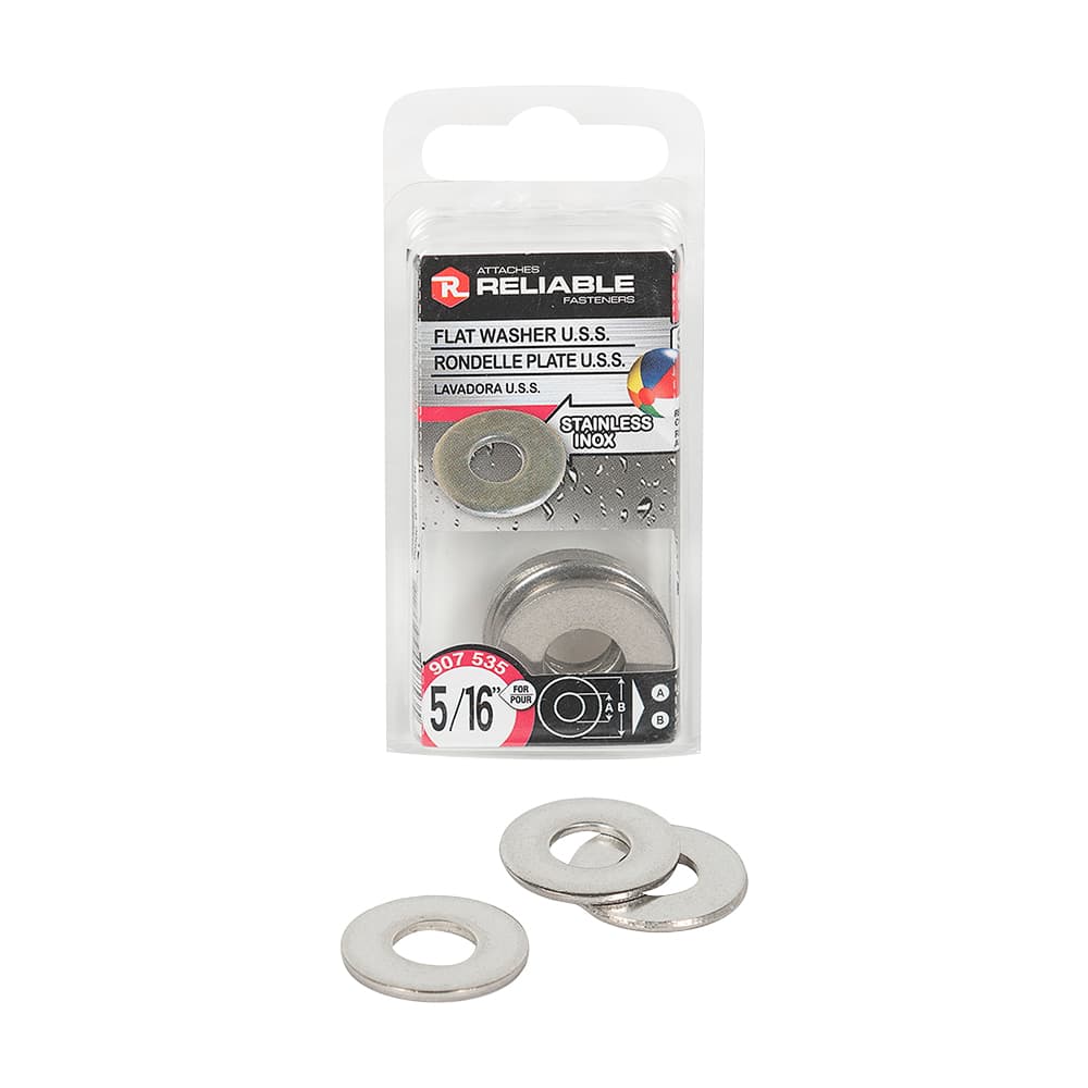 Stainless Flat Washers 1/4 in. Pkg/8