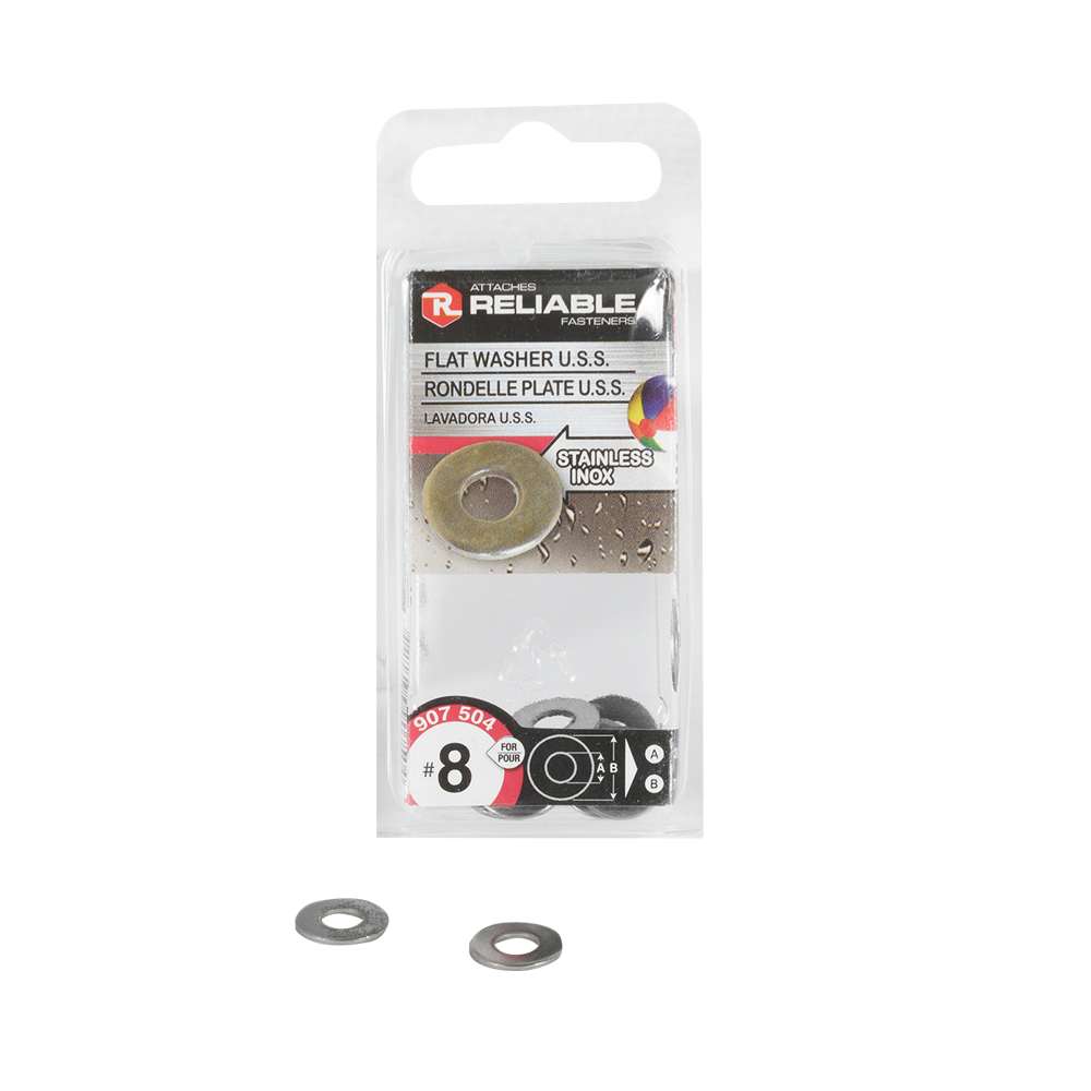 Stainless Flat Washers n° 8 Pkg/15
