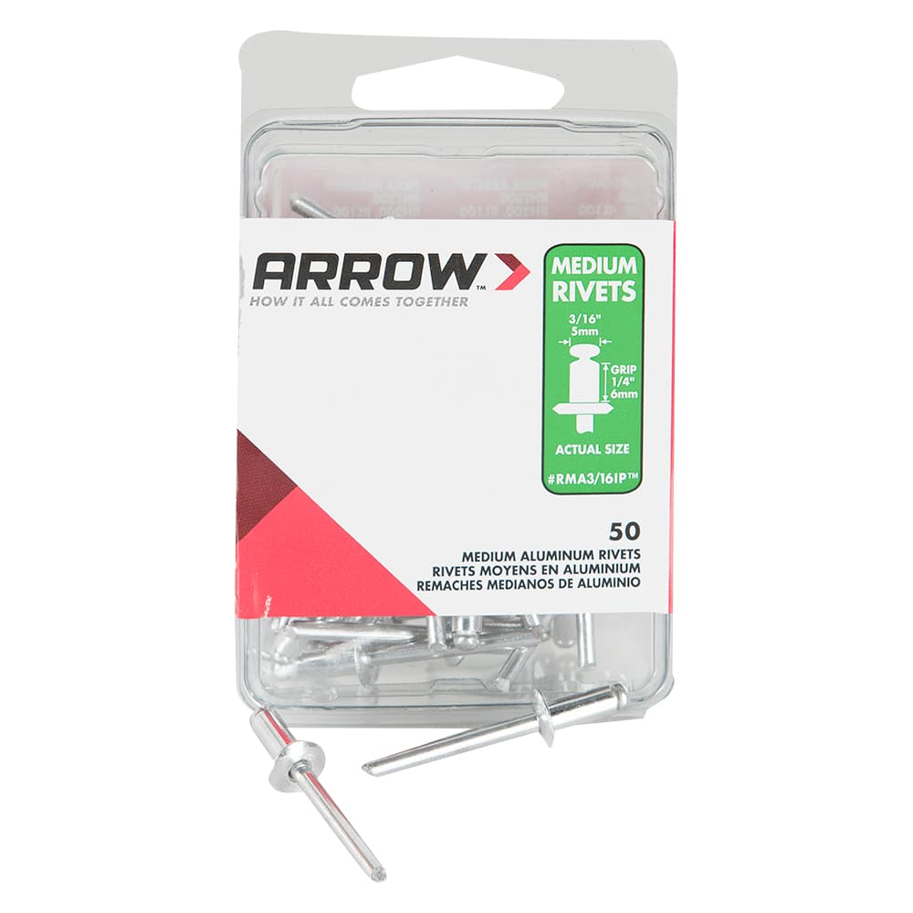 Rivets d'aluminium moyens 3/16 po Pqt/50