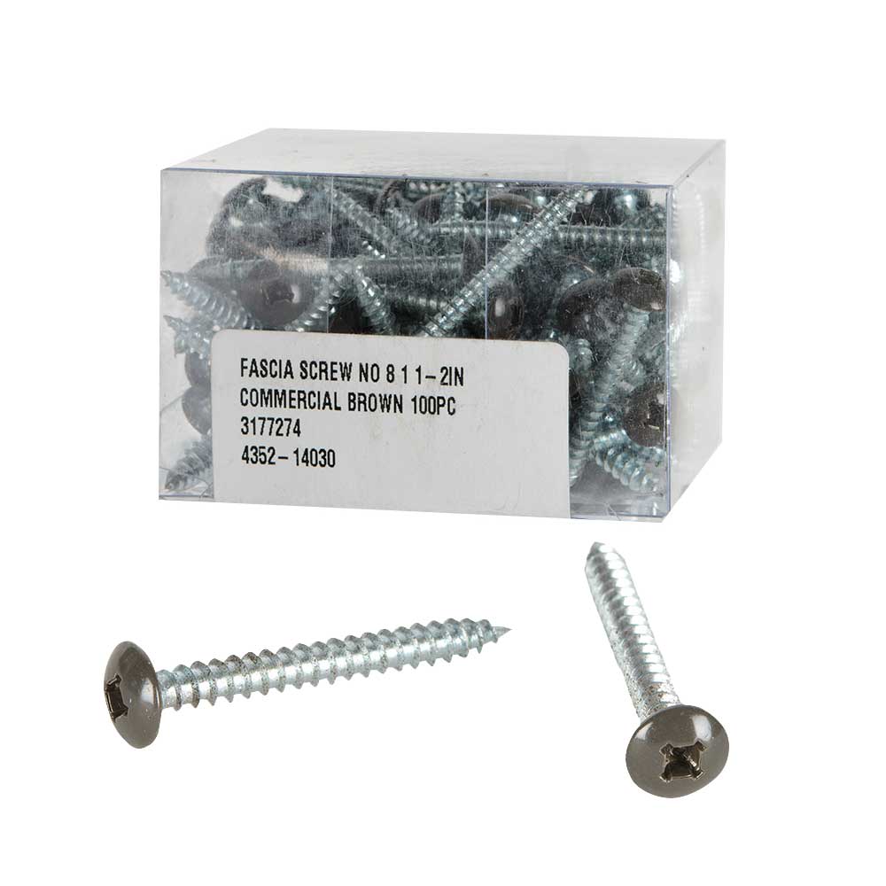 Vis à fascia 1 1/2 po n° 8 T.R. brun commercial Pqt/100