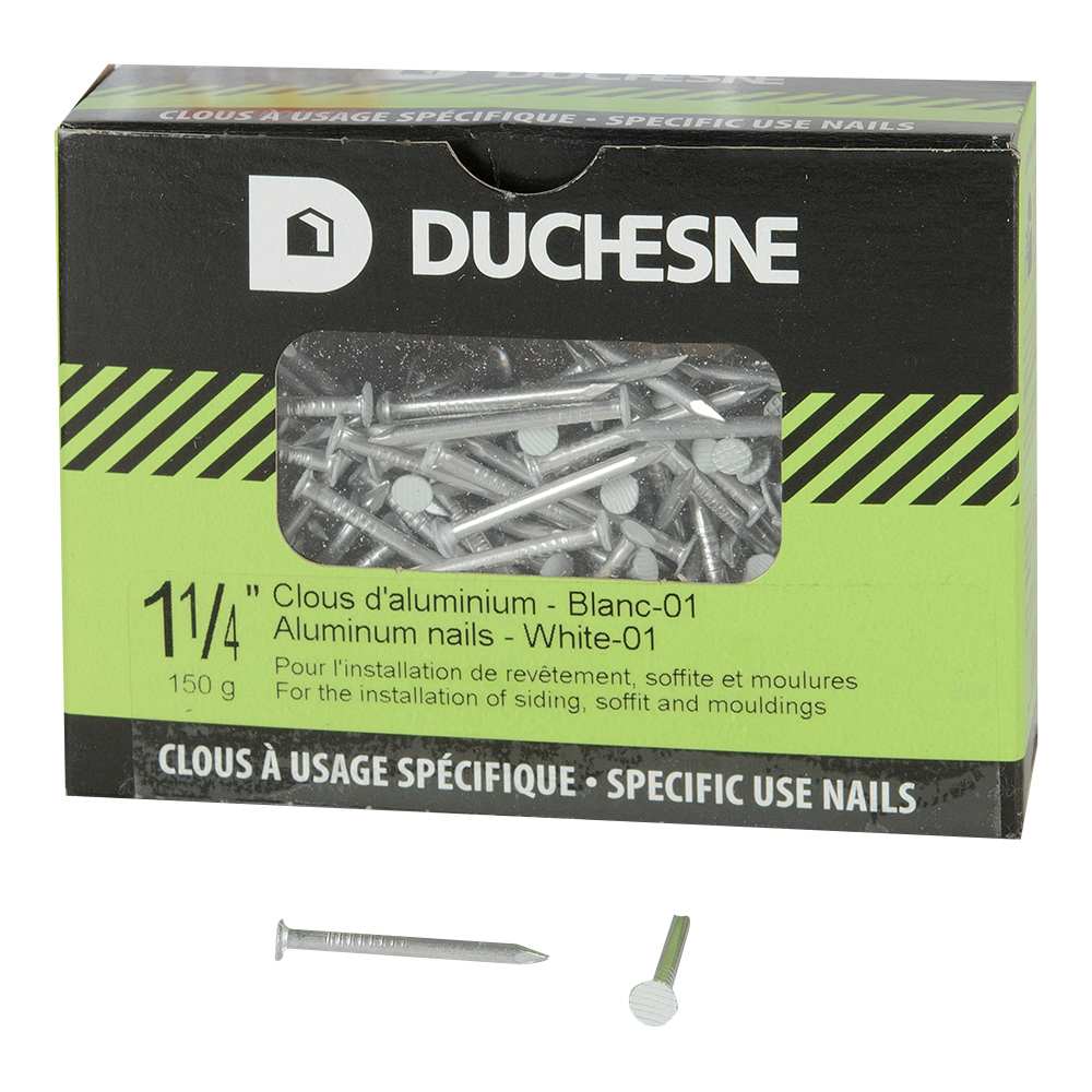 Clous à soffite 1 1/4 po blanc 150 g