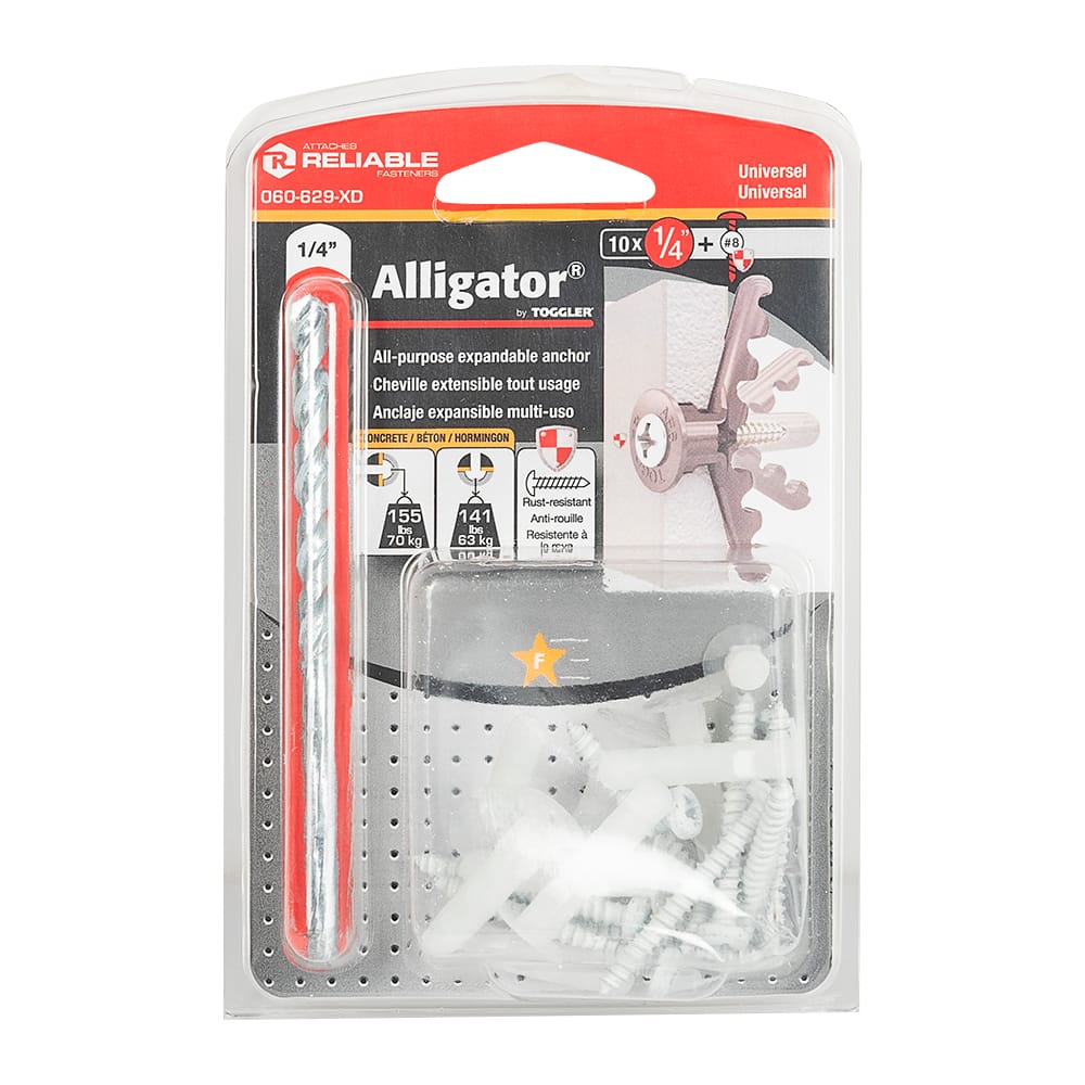 Ensemble de chevilles d'ancrage Alligator 1/4 po Pqt/10