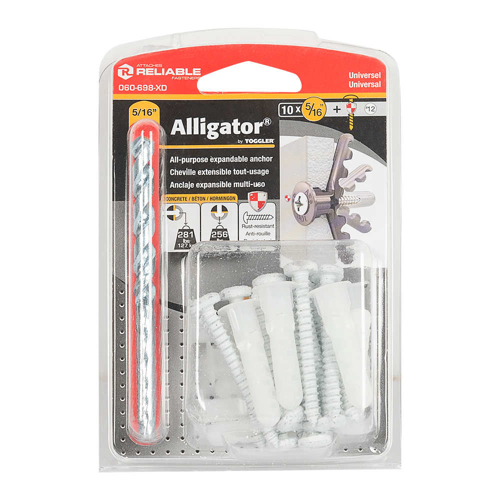 Ensemble de chevilles d'ancrage Alligator 5/16 po Pqt/10
