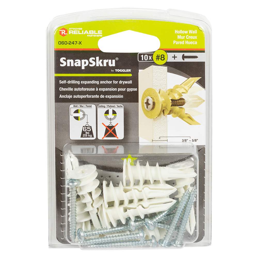 Chevilles d'ancrage pour gypse SnapSkru Pqt/10