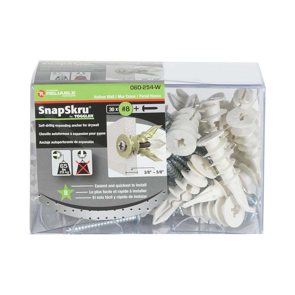 Chevilles d'ancrage pour gypse SnapSkru Pqt/30