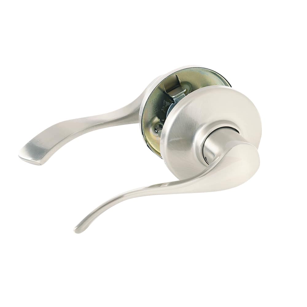 Poignée de porte de passage bec-de-cane  Belmont nickel satiné