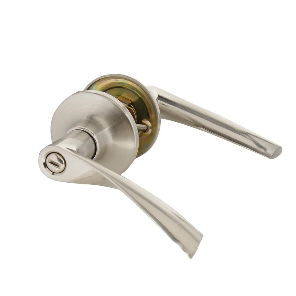 Poignée de porte de salle de bains bec-de-cane  Curl nickel satiné